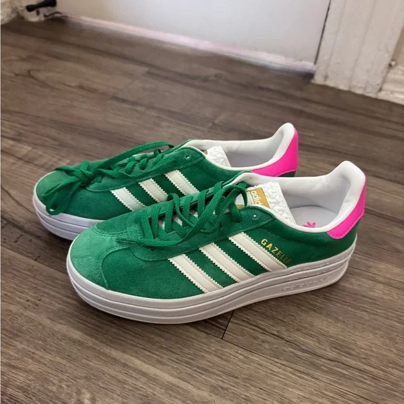 Adidas Gazelle Green and Pink Women's Shoes - Picture 3 of 5